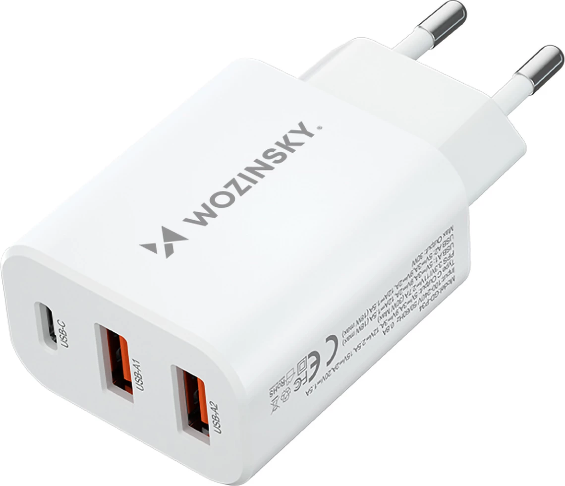 Karikues muri Wozinsky CWCUCW, 30W, 1x USB-C, 2x USB-A, i bardhë