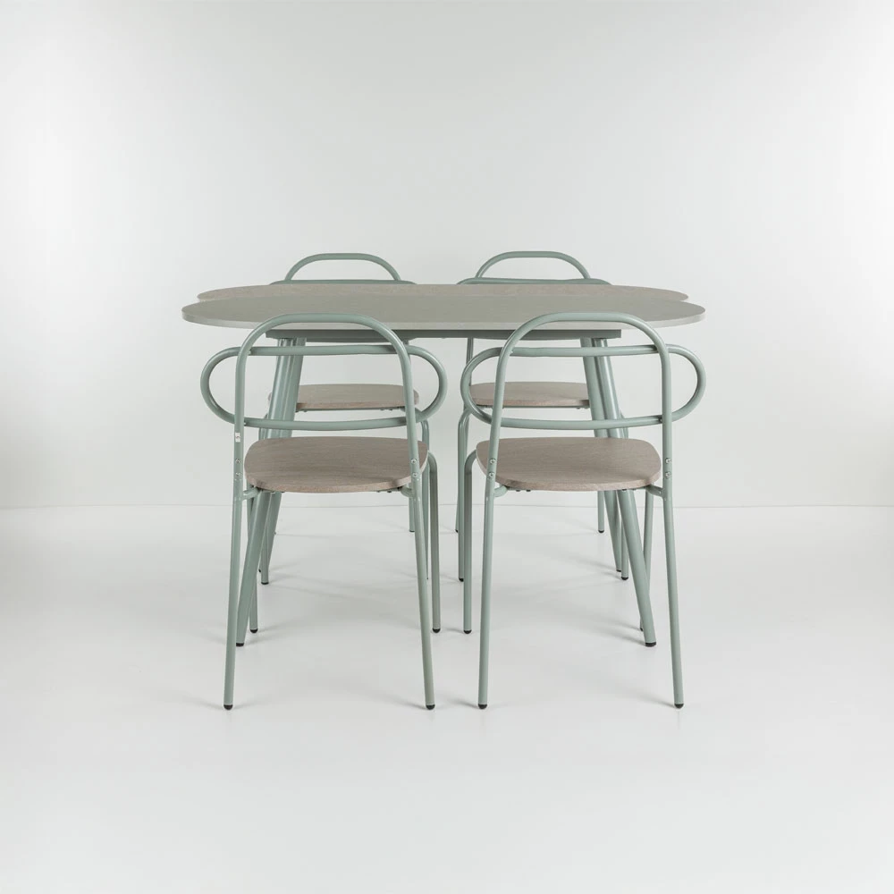 Tavolinë me karrige italiane, 4+1, ngjyrë gri-gur, 120x75x75