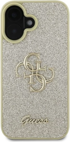 Mbështjellës Guess Fixed Glitter Big 4G për iPhone 16, Ari