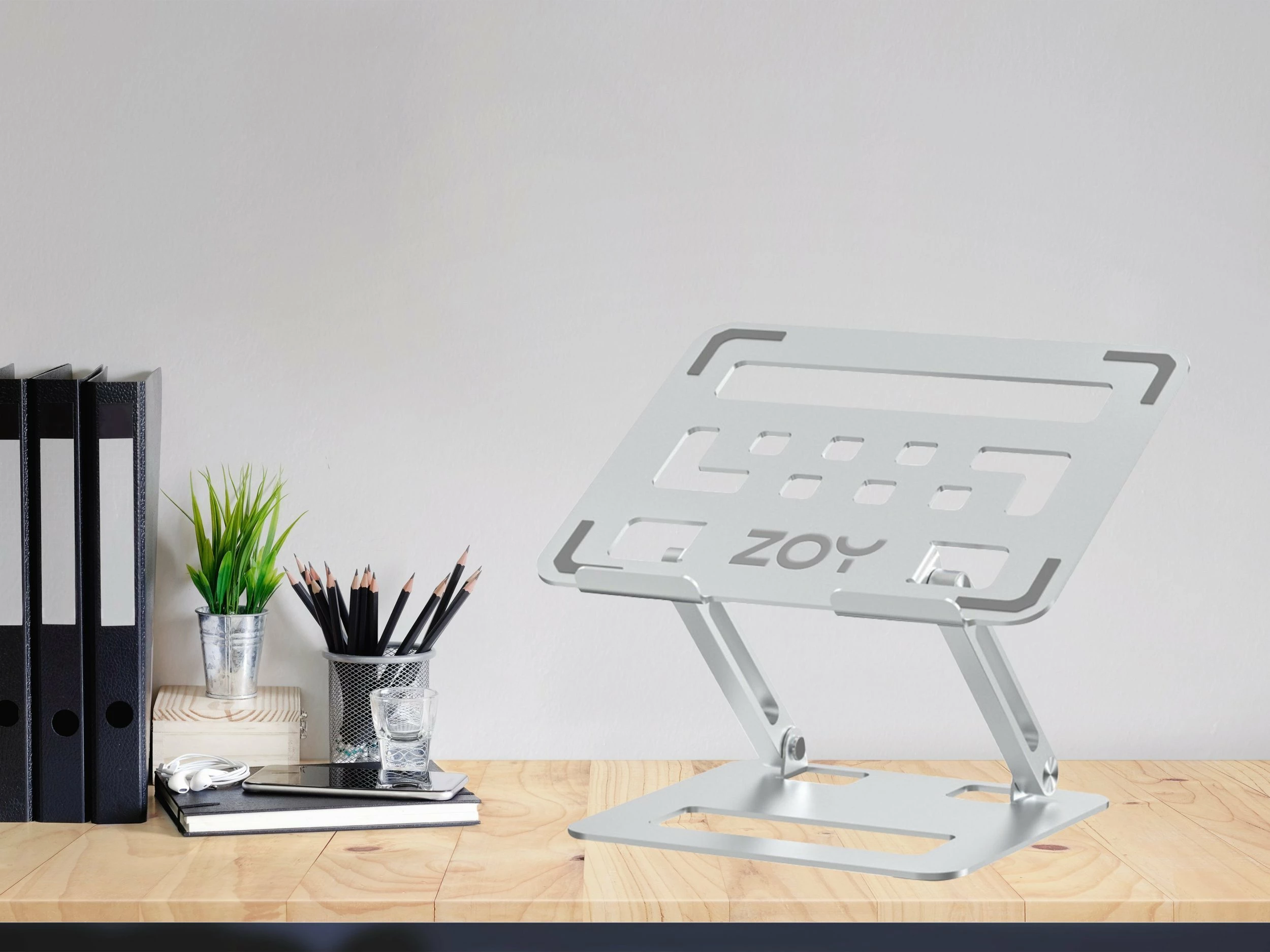 Mbajtës laptopi ZOY ZLS08 i rregullueshëm, i palosshëm, metal, deri 17", argjend