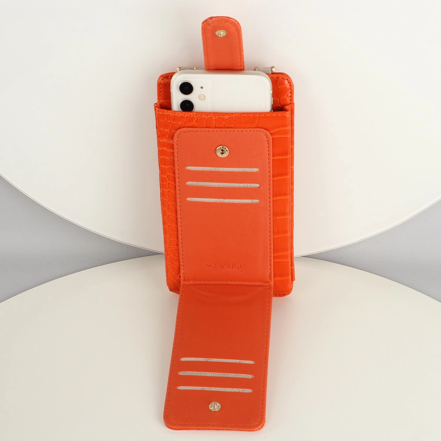 Kuletë-portofol për telefon, lëkurë, ngjyrë portokalli, Zoozie Bags, 1210