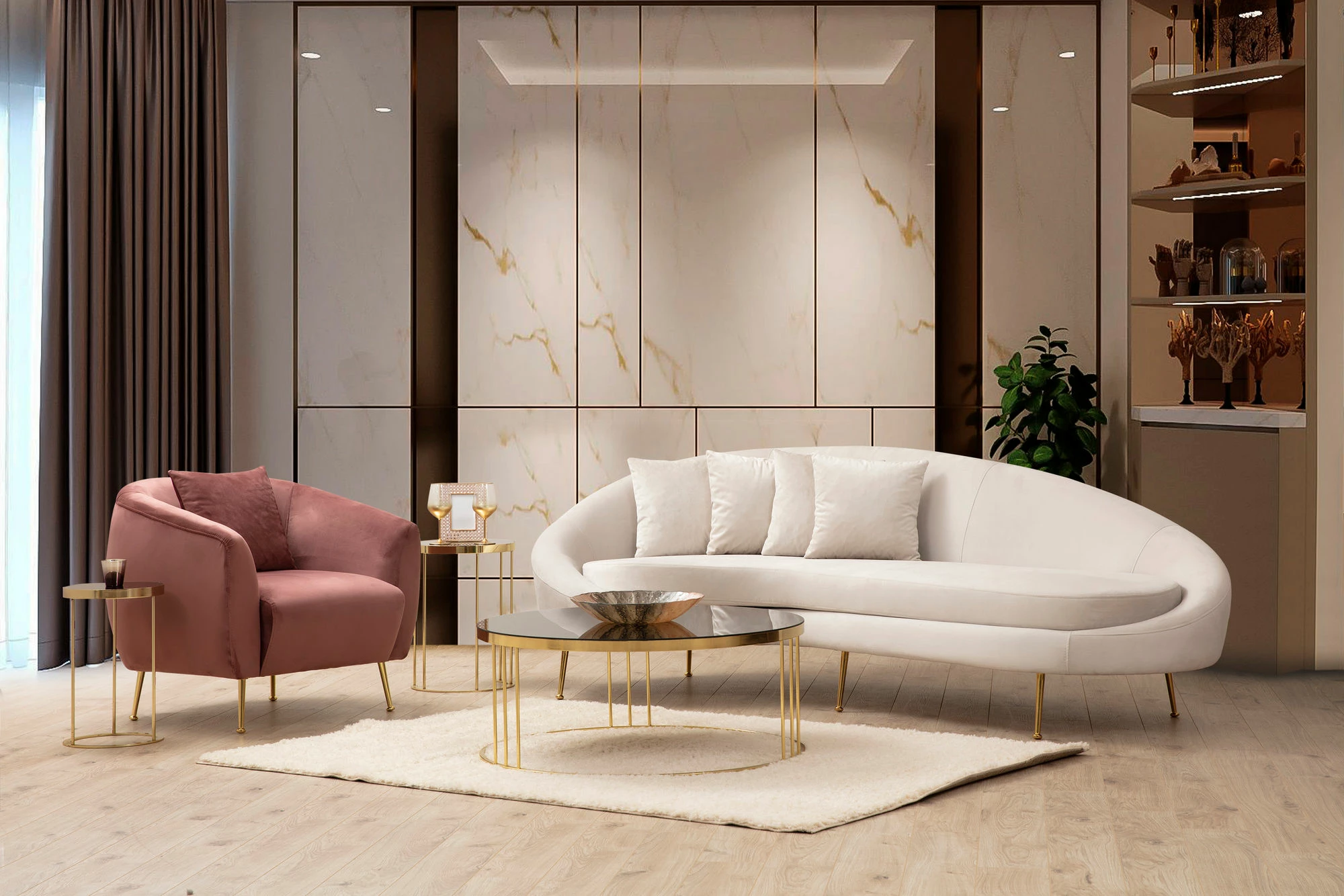 Karrige Wing, Atelier del Sofa, rozë, Eses
