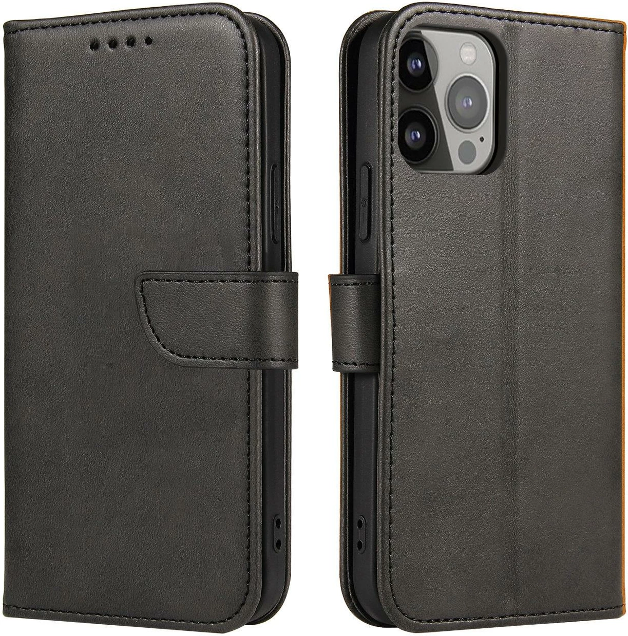 Mbështjellës Hurtel Magnet Case me kapak dhe mbajtëse për iPhone 14 Pro Max, e zezë
