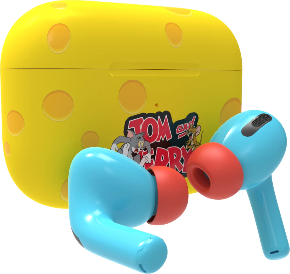 Kufje Moye Tom & Jerry True Wireless, Bluetooth 5.4, 13 mm, USB-C, 30 mAh + 250 mAh, verdhë/kalter (me kuti karikimi)