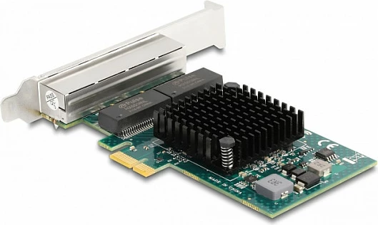 Kartelë rrjeti DeLOCK PCIe x1, 4x RJ45 Gigabit LAN, PCIe 2.0, gri