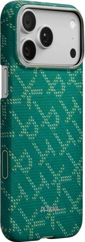 Mbështjellës Pitaka Ultra-Slim Monogram MagSafe për iPhone 17 Pro Max, gjelbër/ari
