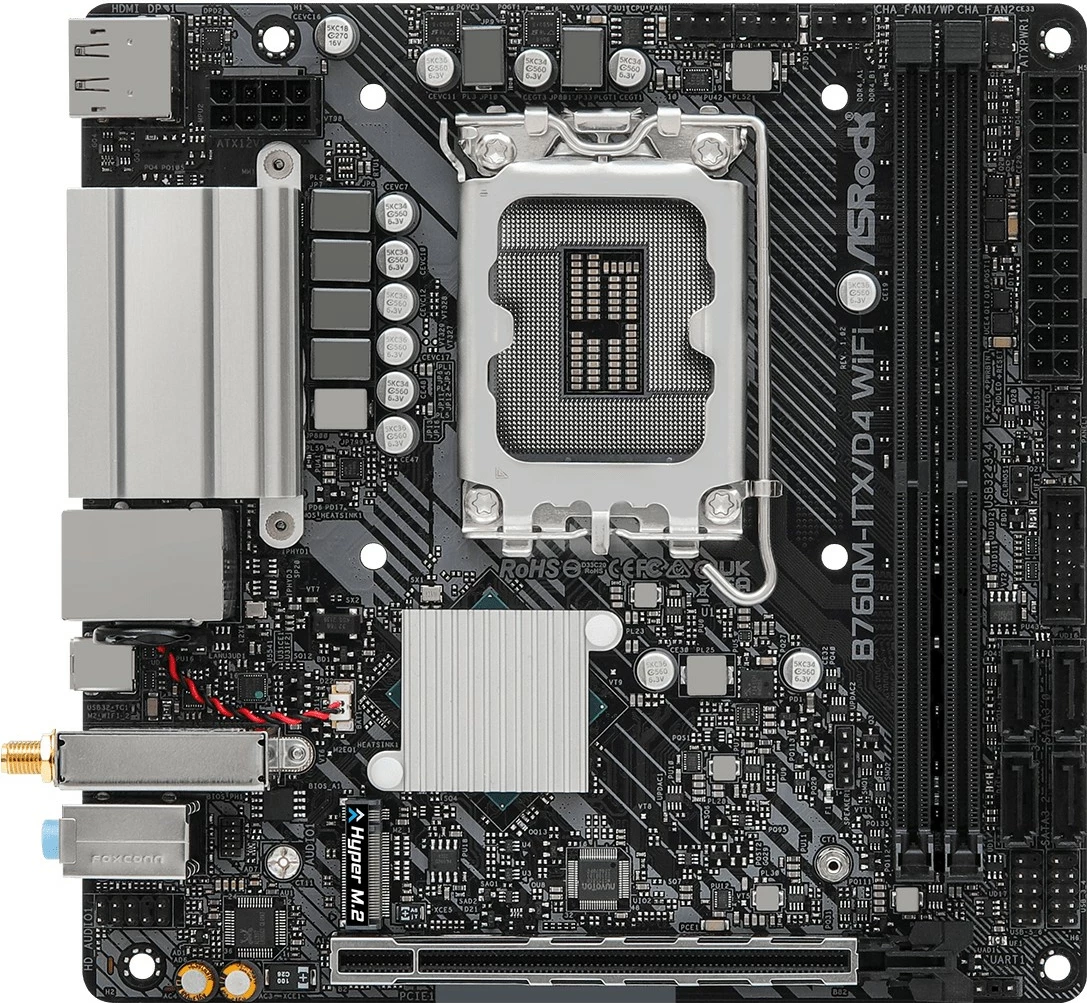 Pllakë amë ASRock B760M-ITX/D4 WiFi, Intel, LGA 1700, DDR4, mini ITX