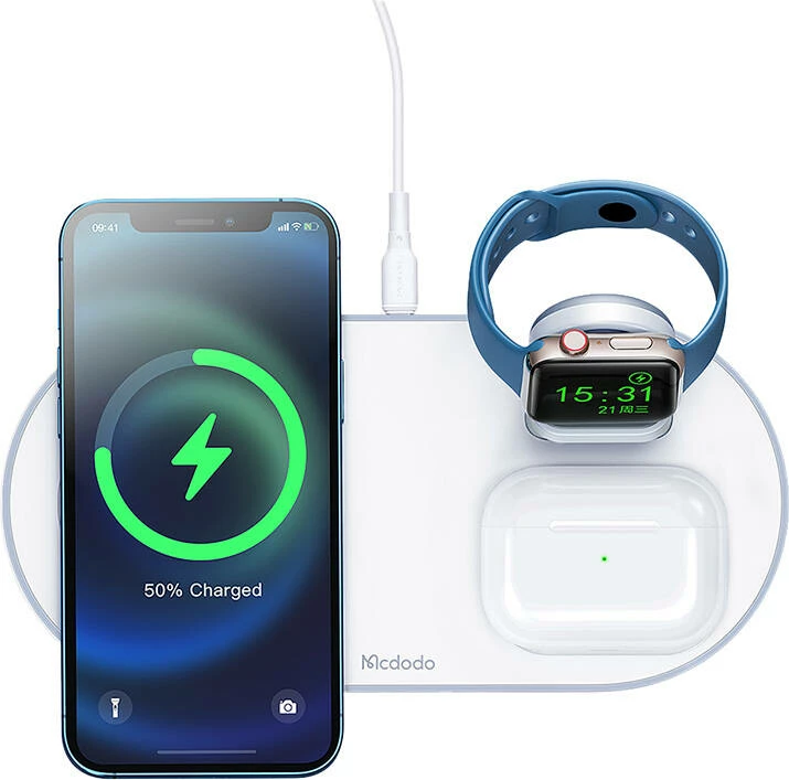 Karikues wireless Mcdodo CH-7060 3-në-1, 15W, i bardhë