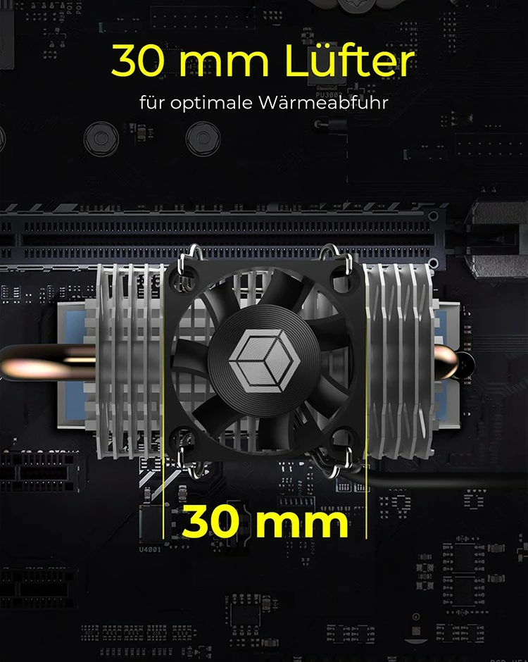 Heatsink SSD ICY BOX IB-M2HSF-705, 30mm fan, 8500 RPM, argjend