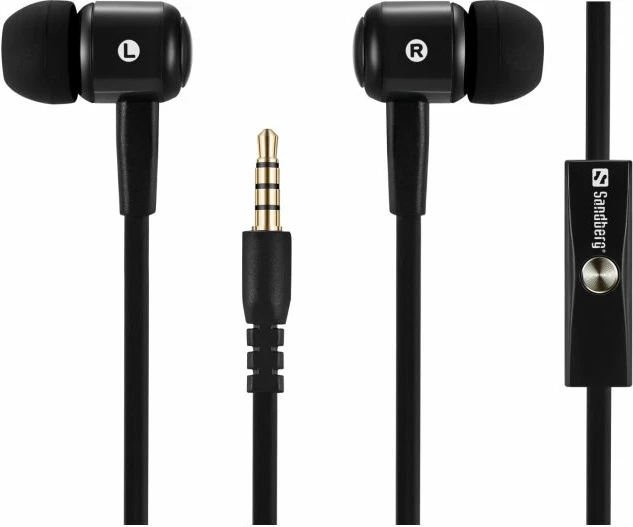 Kufje in-ear Sandberg Speak'n Go 125-62 me mikrofon, 3.5mm, kabllo 1.2m, të zeza, set me 2 palë maja