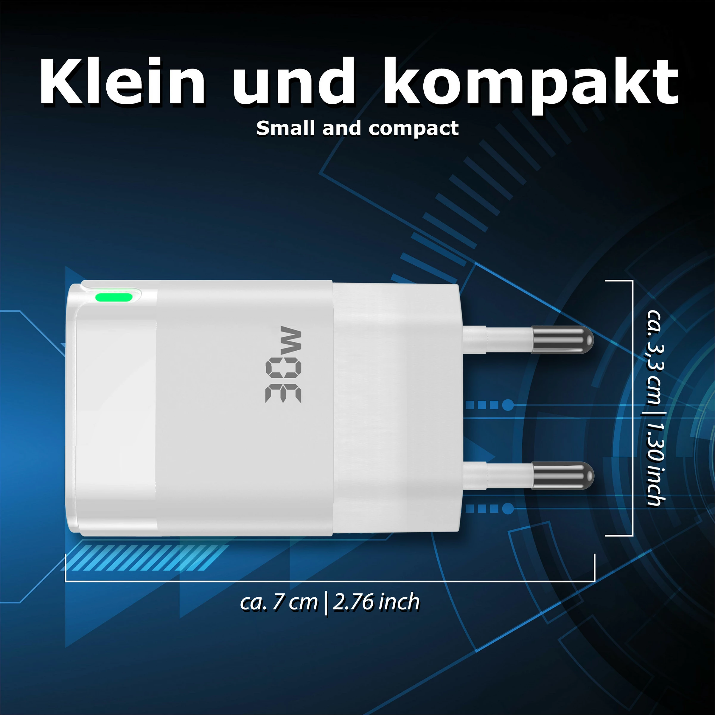 Karikues muri PEDEA 60040106, 30W, USB-C + USB-A, Fast Charging, i bardhë