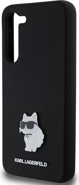 Mbështjellës Karl Lagerfeld Silicone Choupette Metal Pin për Samsung Galaxy S24+, i zi