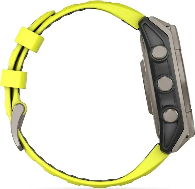 Smartwatch Garmin fenix 8, 47 mm, 32 GB, Titanium, rrip silikoni, e verdhë
