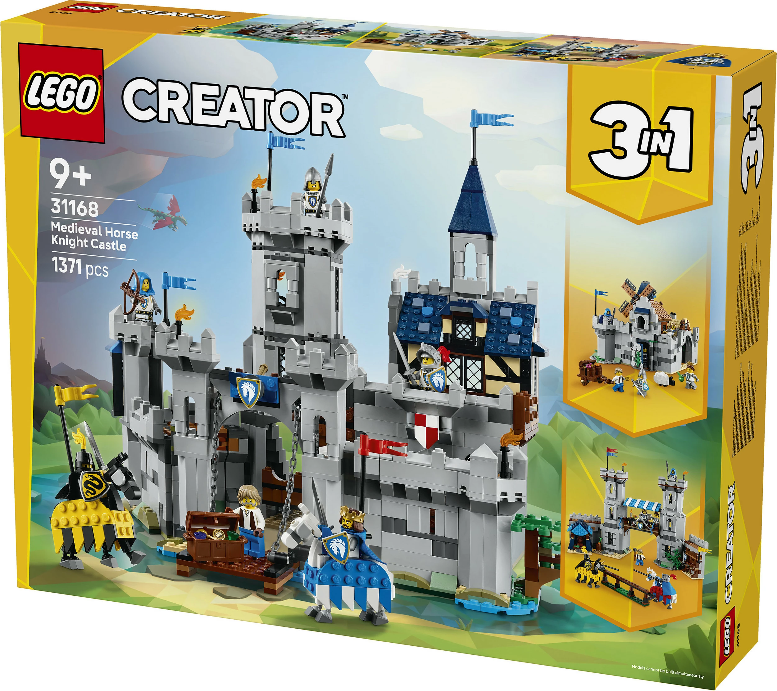 Set LEGO Creator 3in1 Medieval Horse Knight Castle 31168, 1371 copë, multikolor