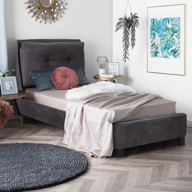 Shtrat Riley FH561.01, 90x200cm, me pëlhurë kadife Gri