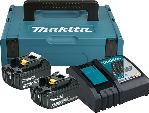 Set bateri dhe karikues Makita 197952-5, 18V 3Ah, 2x bateri Li-Ion, me kasë