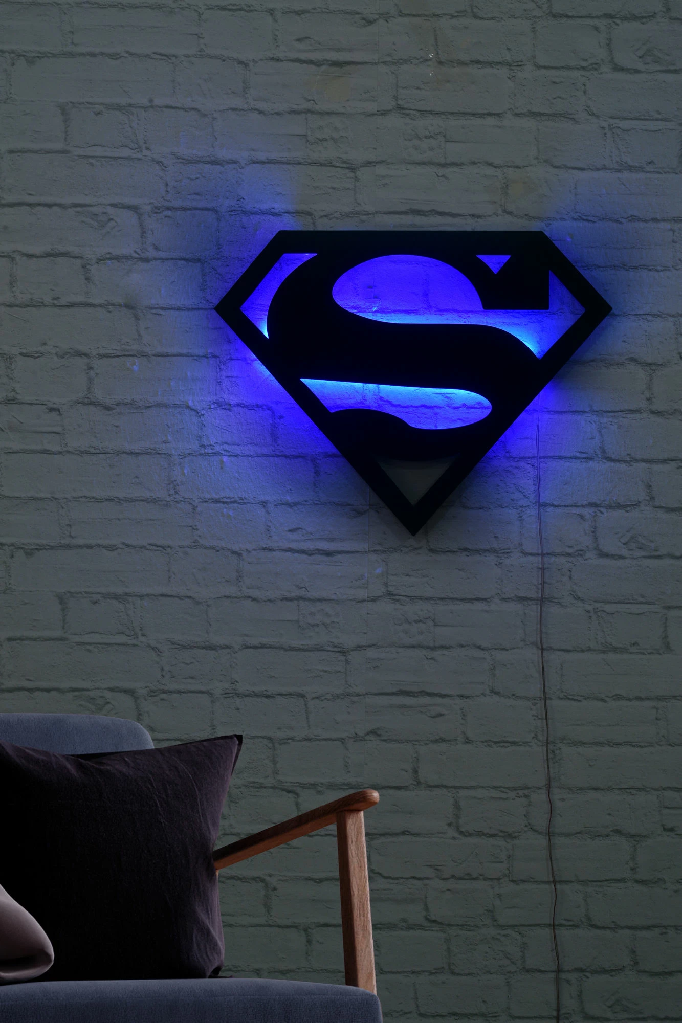 Dritë dekorative LED, logo Superman, ngjyrë kaltër