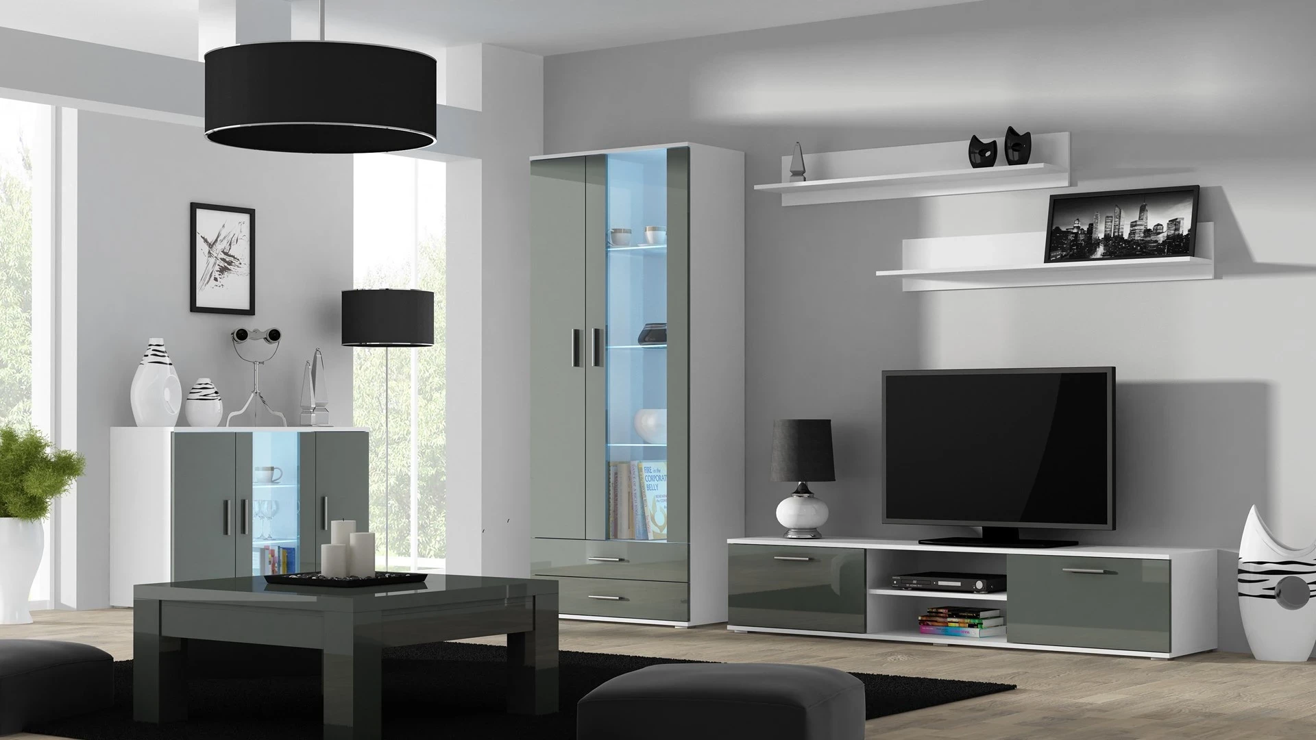 Rafte Cama, 125cm, 2 copë, të bardha mat