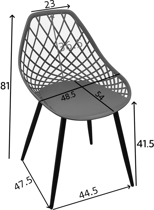 Karrige Suan pp, ngjyrë bardhë e zezë, këmbë metali, 56x49x82cm