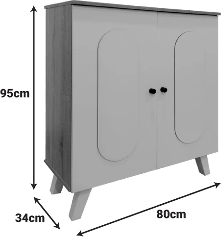 Dollap për këpucë Cathi, ngjyrë lis-antracit, 80x34x95cm