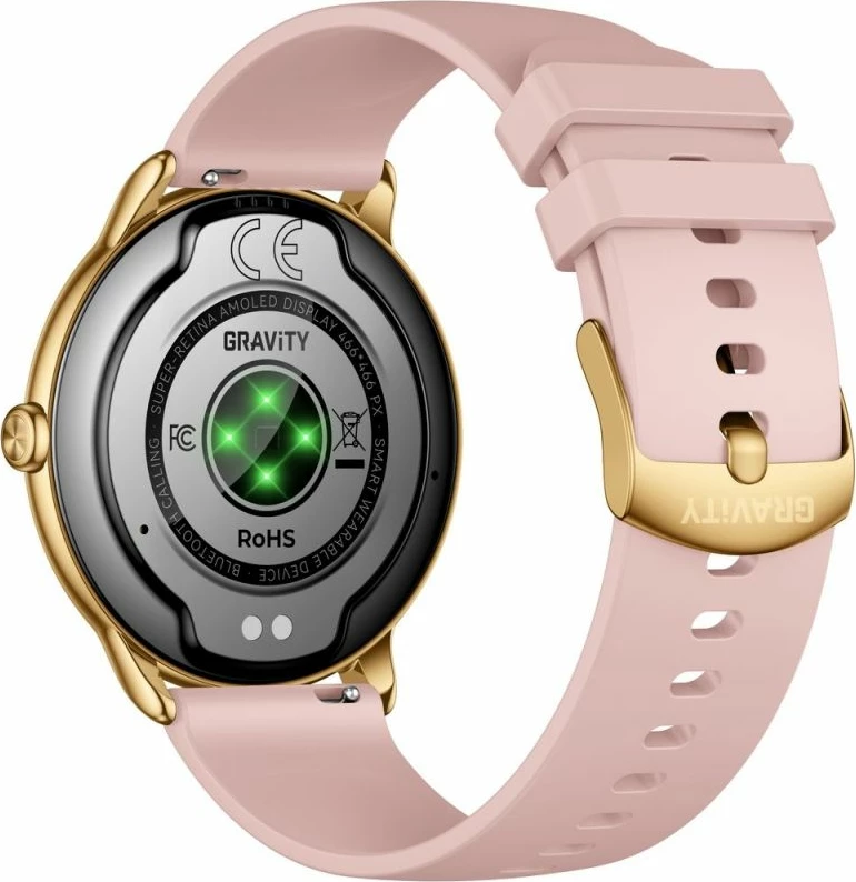 Smartwatch Gravity GT31-1 për femra, rrip i artë + byzylyk, rozë dhe i artë, set