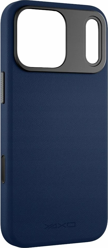 Mbështjellës Yaxo Leather Gear Slim MagSafe për iPhone 17 Pro Max, lëkurë ekologjike, Dusky Blue