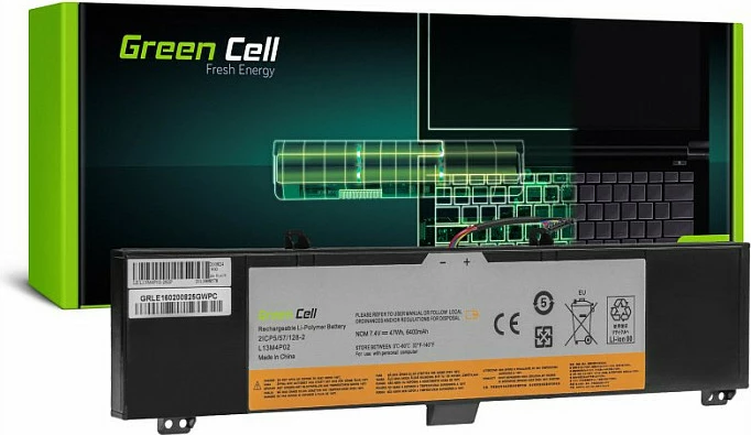Bateri laptopi Green Cell për Lenovo Y50/Y70, 7.4V 6400mAh, e zezë