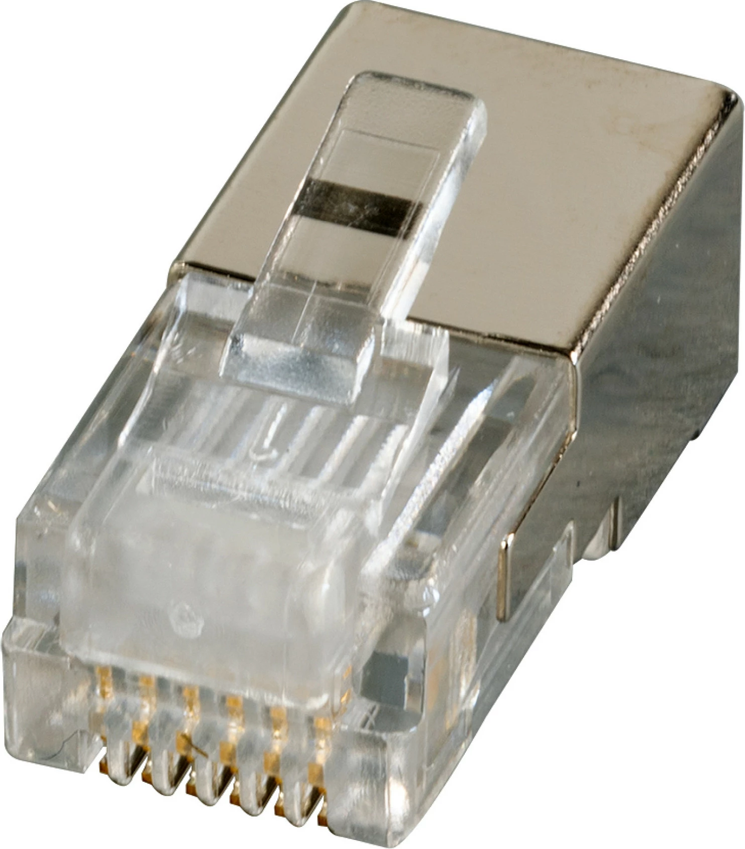 Konektor modular RJ12 EFB Elektronik 37500.1-100, 6P6C, i mbrojtur, paketim 100 copë, transparent/argjend