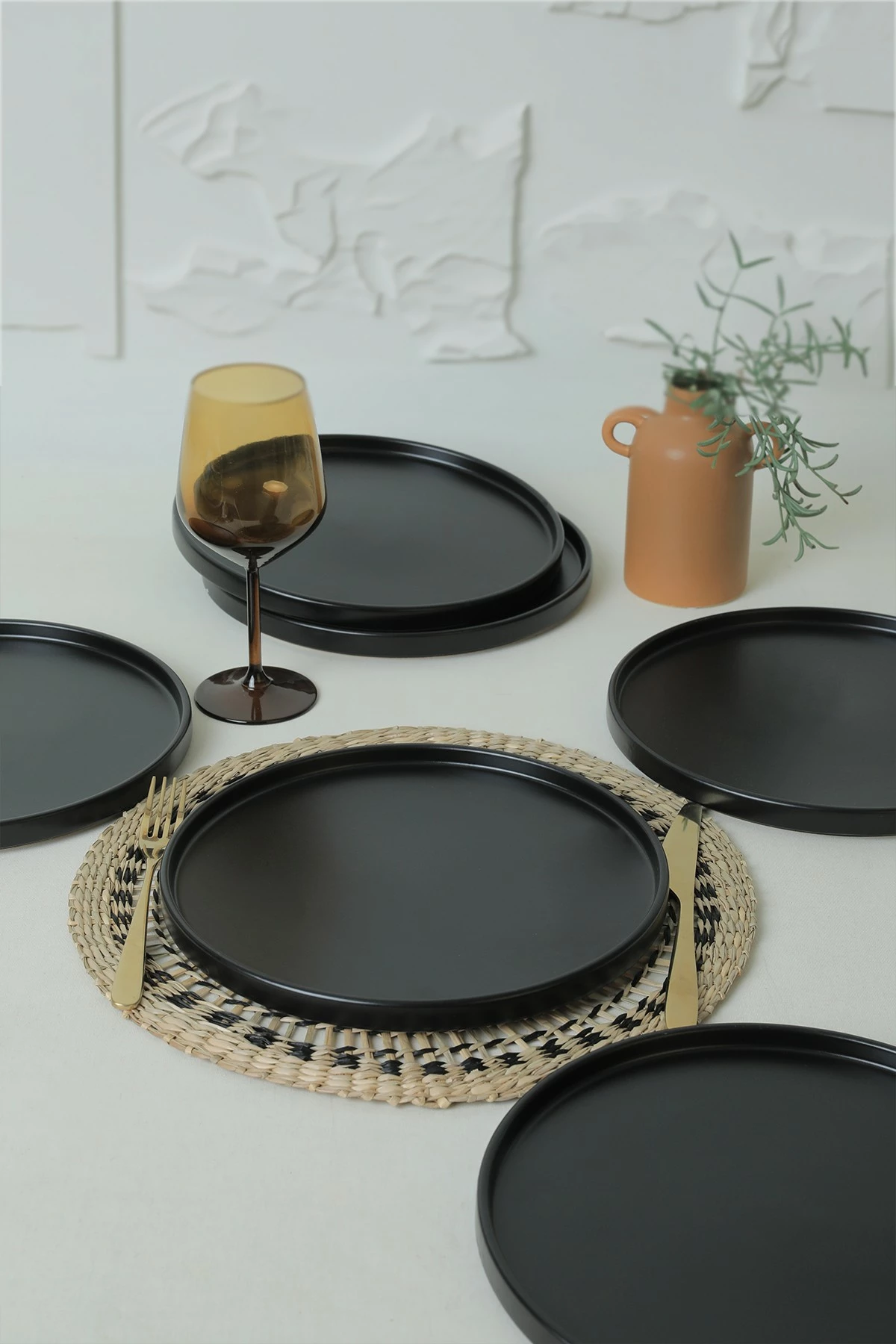 Set pjatash shërbimi (6 copë), Hermia Concept, ST038006F956A000000MAS3T00, ngjyrë e zezë mat