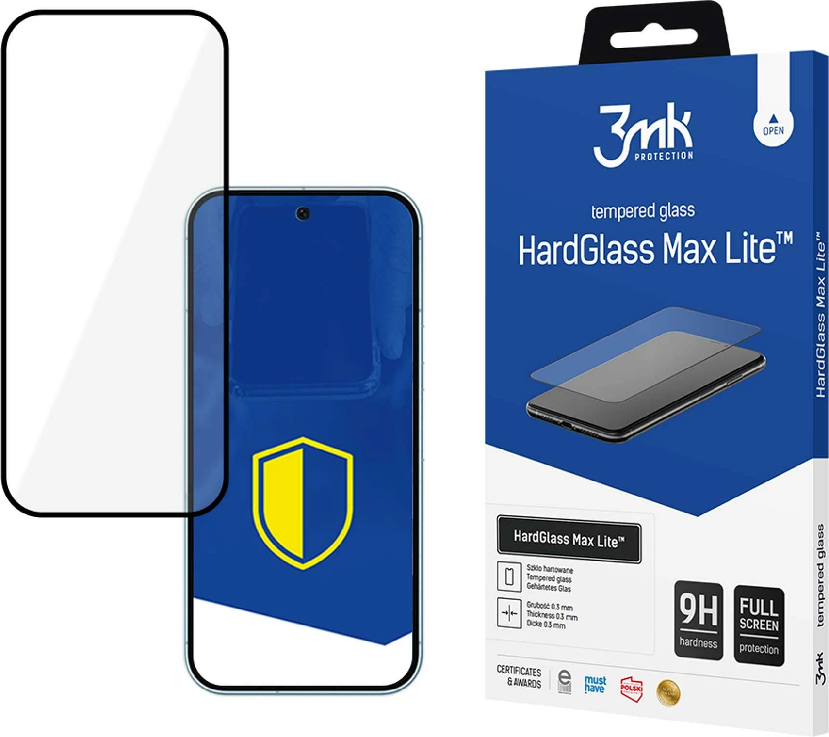 Xham i temperuar 3mk HardGlass Max Lite për Google Pixel 9/9 Pro, i zi