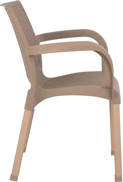 Karrige me krahë, polipropilenë, këmbë alumini, FH5591.02, ngjyrë kapuçino, 60x60x82 cm