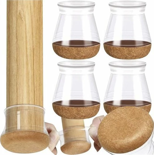 Mbrojtës këmbësh karrige Ruhhy 13-23 mm, PVC+felt, i rrumbullakët, transparent/kafe e çelët, set 4 copë