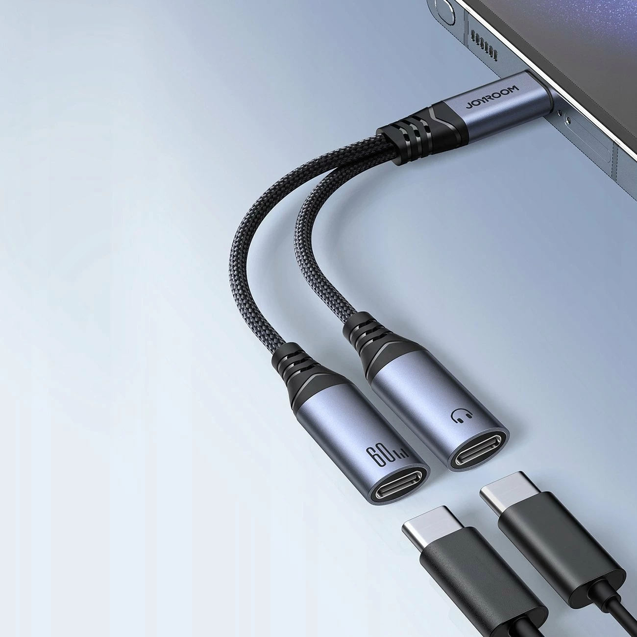 Adapter USB-C Joyroom SY-C03 2n1 DAC, 60W, 0.14 m, i zi