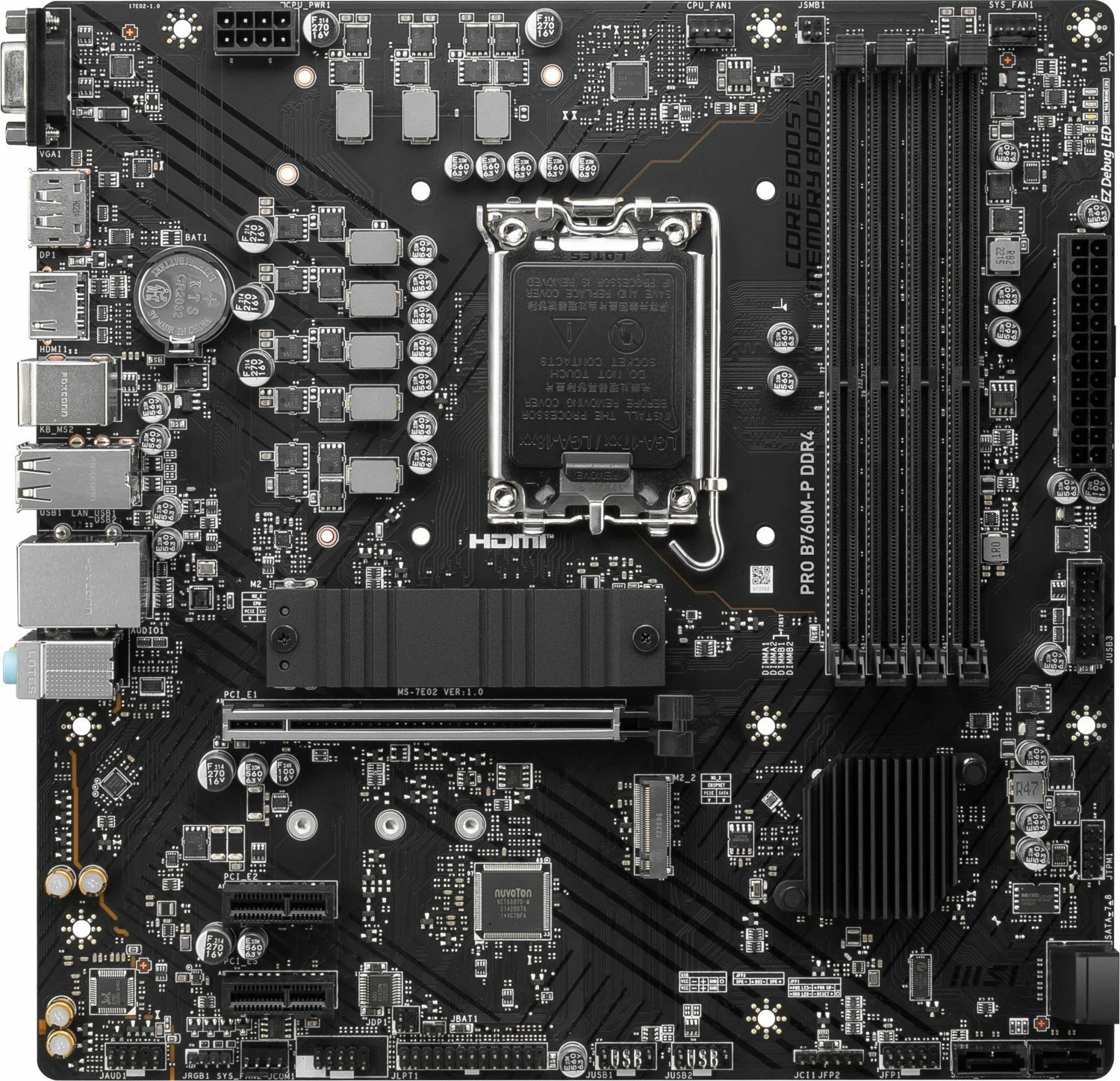 Pllakë amë MSI PRO B760M-P DDR4, 128GB, Micro-ATX, e zezë