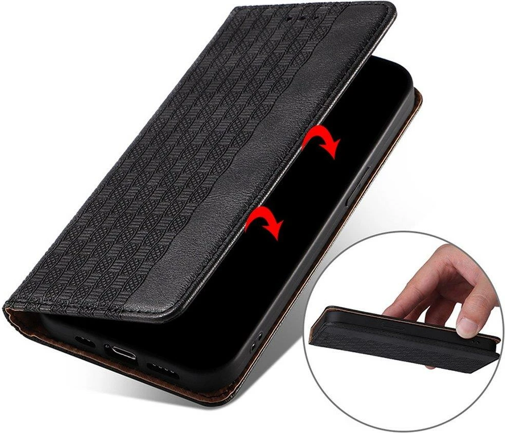 Mbështjellës Hurtel Magnet Strap Case për Xiaomi Redmi Note 11 Pro, me portofol dhe litar dore, i zi