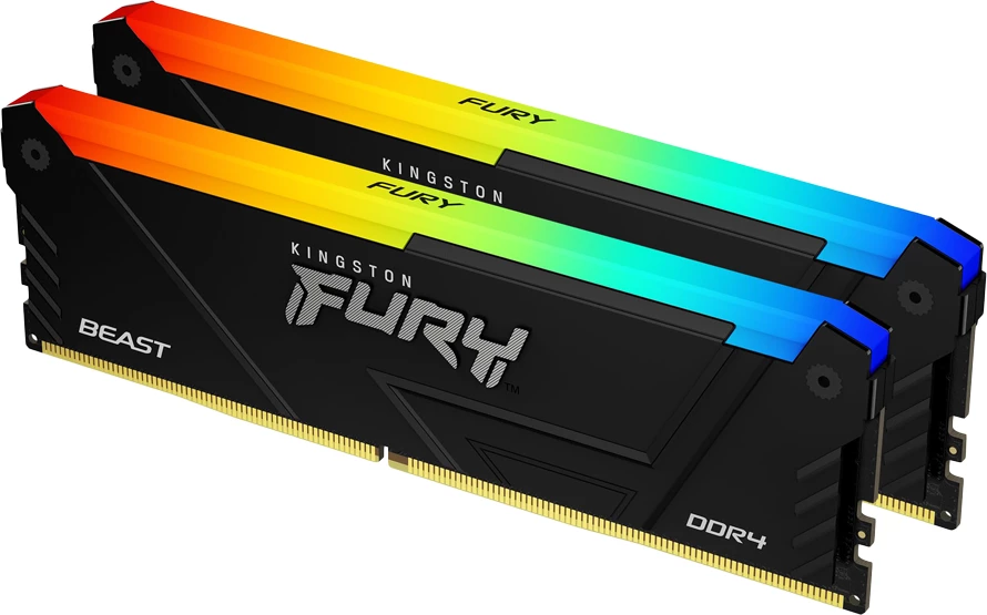 RAM Memorje Kingston FURY Beast RGB 16GB (2x8GB) DDR4 3200MT/s CL16 DIMM, e zezë, kit 2 copë