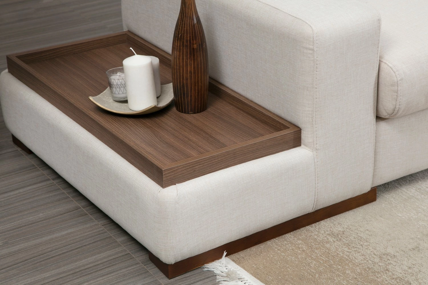 Këndore Atelier del Sofa, Loop 19, me tavolinë, e bardhë
