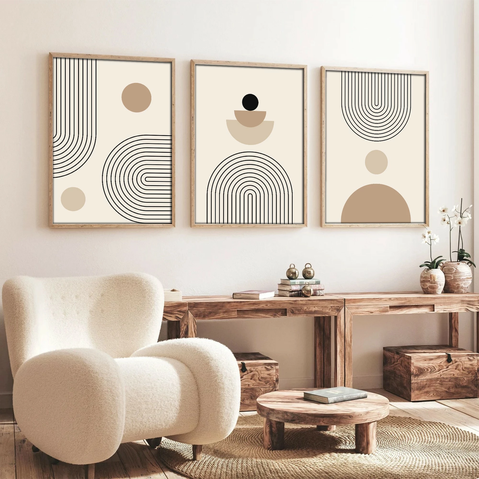 Set pikturash dekorative me kornizë, MDF, shumëngjyrëshe, 3 copë, Wallity Huhu261, 50x70cm