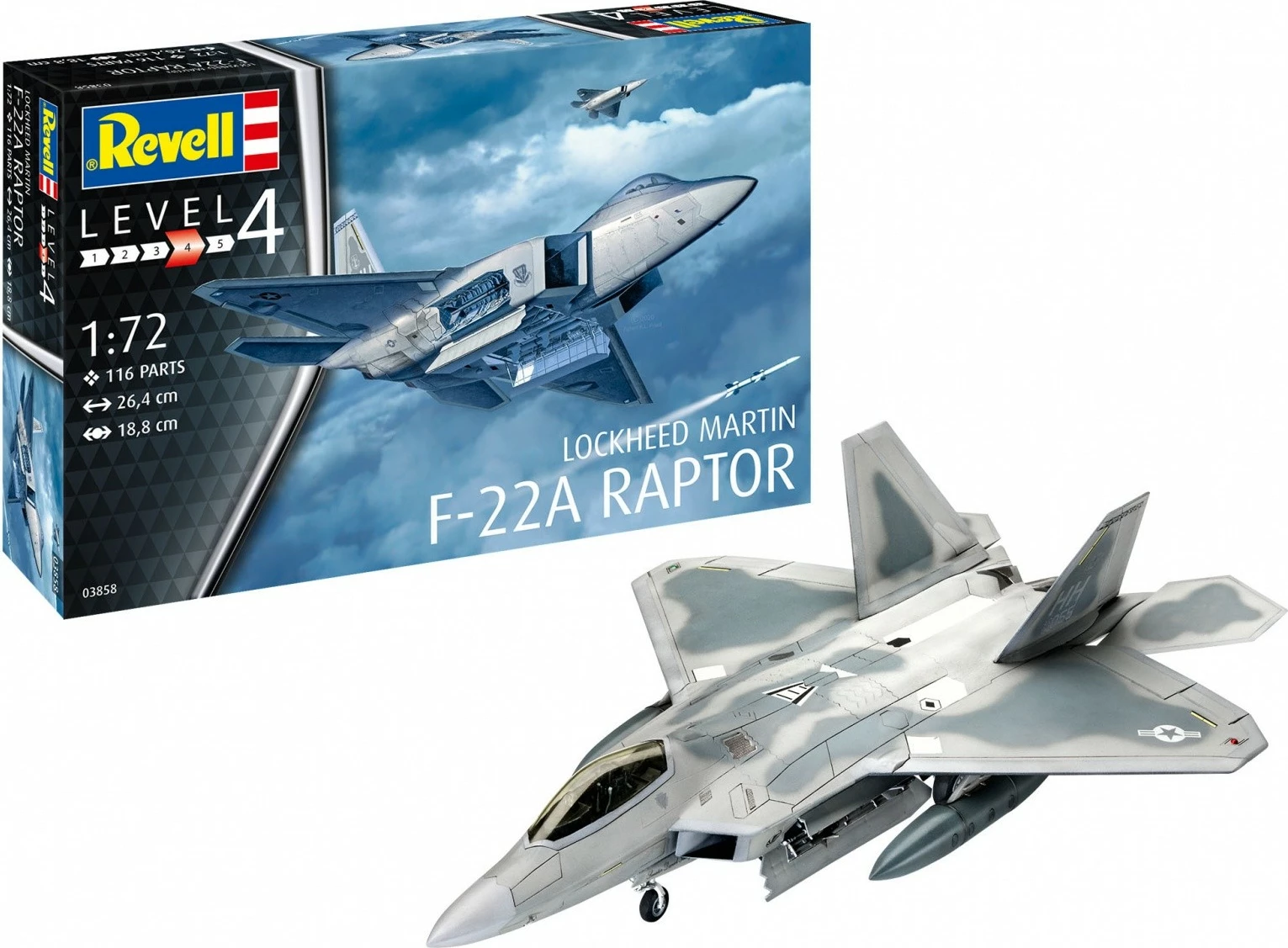 Model plastik Revell Lockheed Martin F-22A Raptor 1:72, 116 pjesë