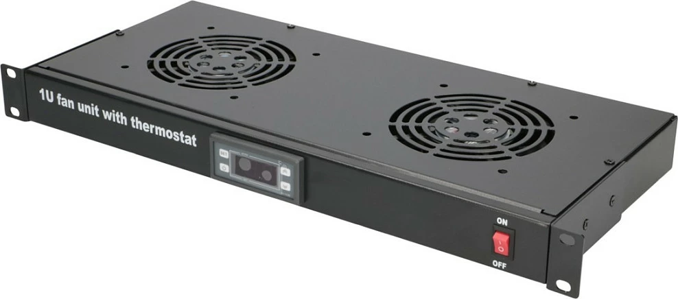 Panel ventilatorësh Extralink 19", 1U, 2 ventilatorë, me termostat, i zi