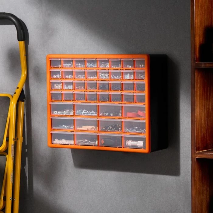 Organizator me 44 sirtarë VONHAUS 15/115, 16x50x39cm, zi/portokalli