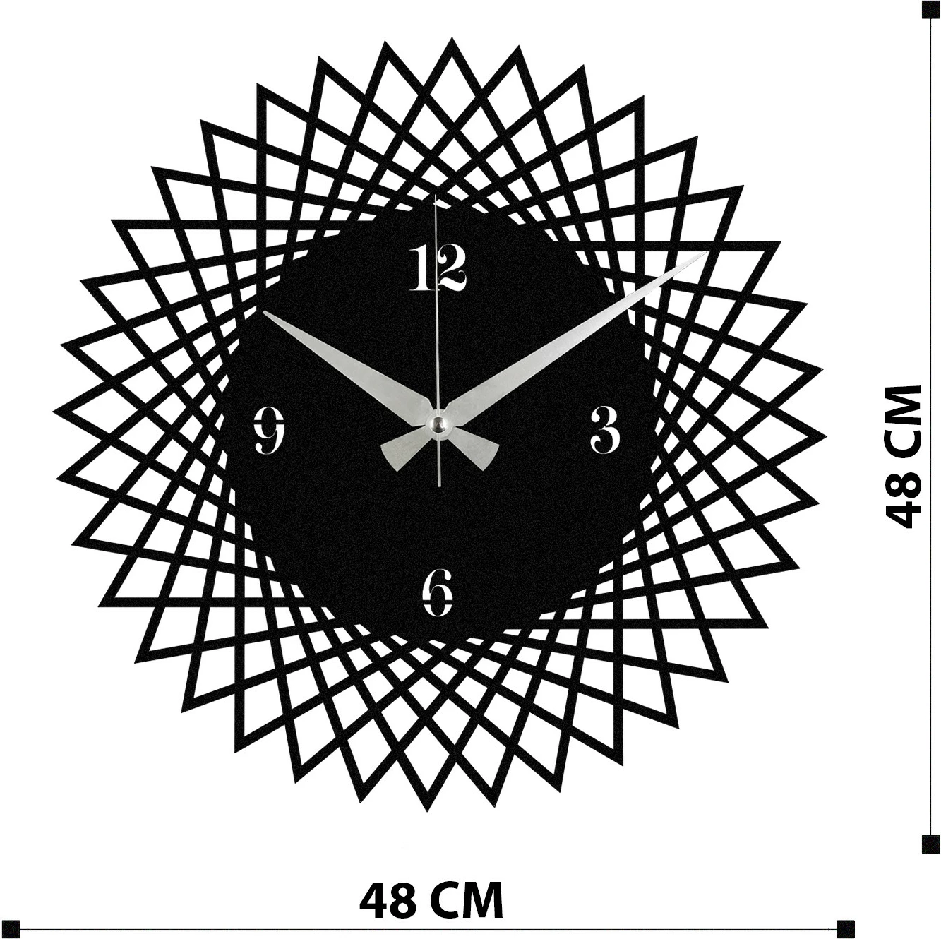 Orë muri dekorative prej metali, Wallity Enzoclock - S026, e zezë, 48x48cm