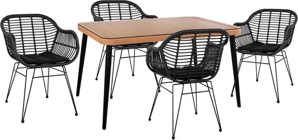 Set kopshti tavolinë & karrige Allegra Wicker FH10508, 5 pjesë, bezhë/e zezë