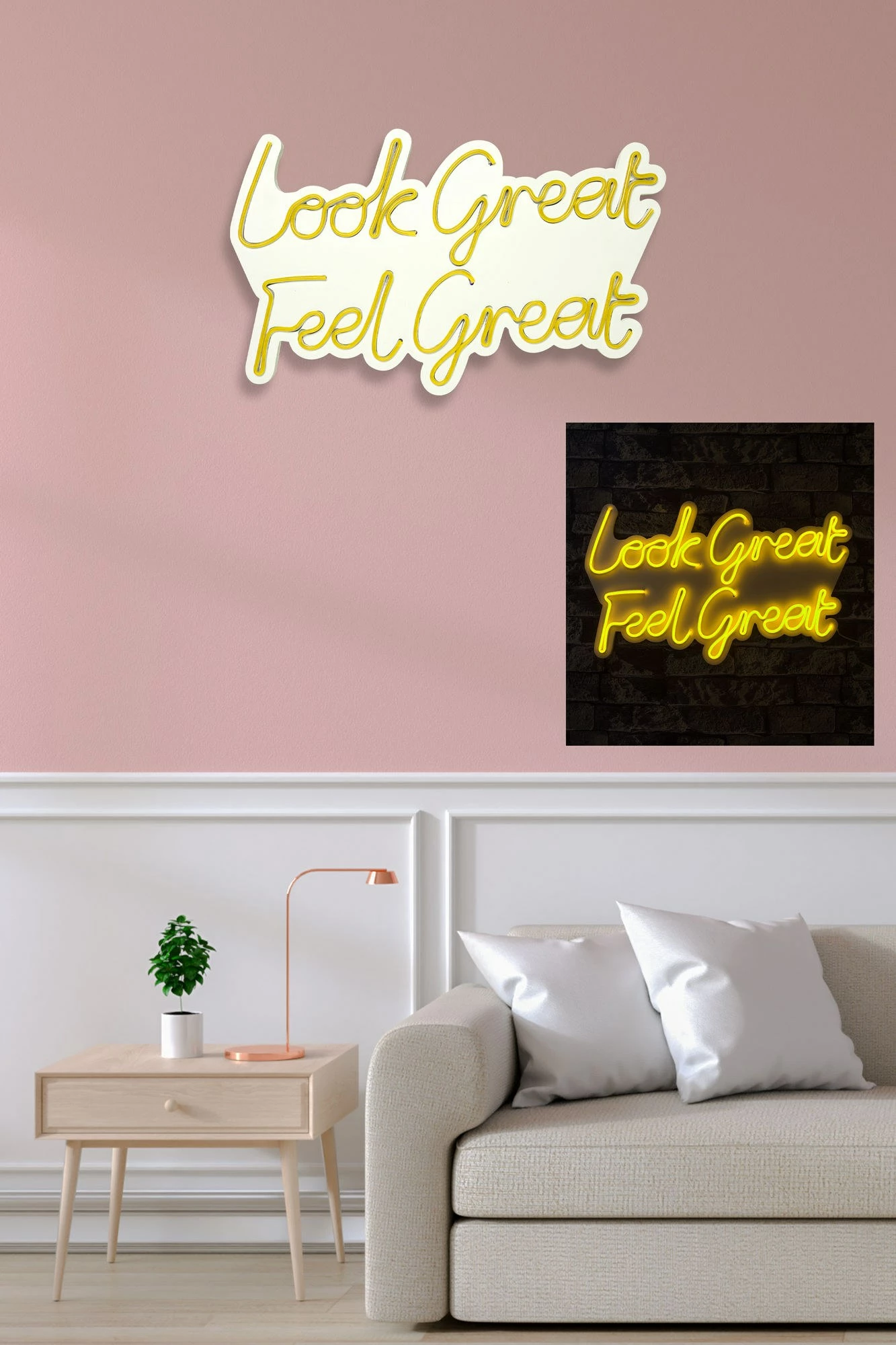 Dekor dritash LED plastike, ngjyrë e verdhë, Look Great Feel Great, 36x58x2 cm