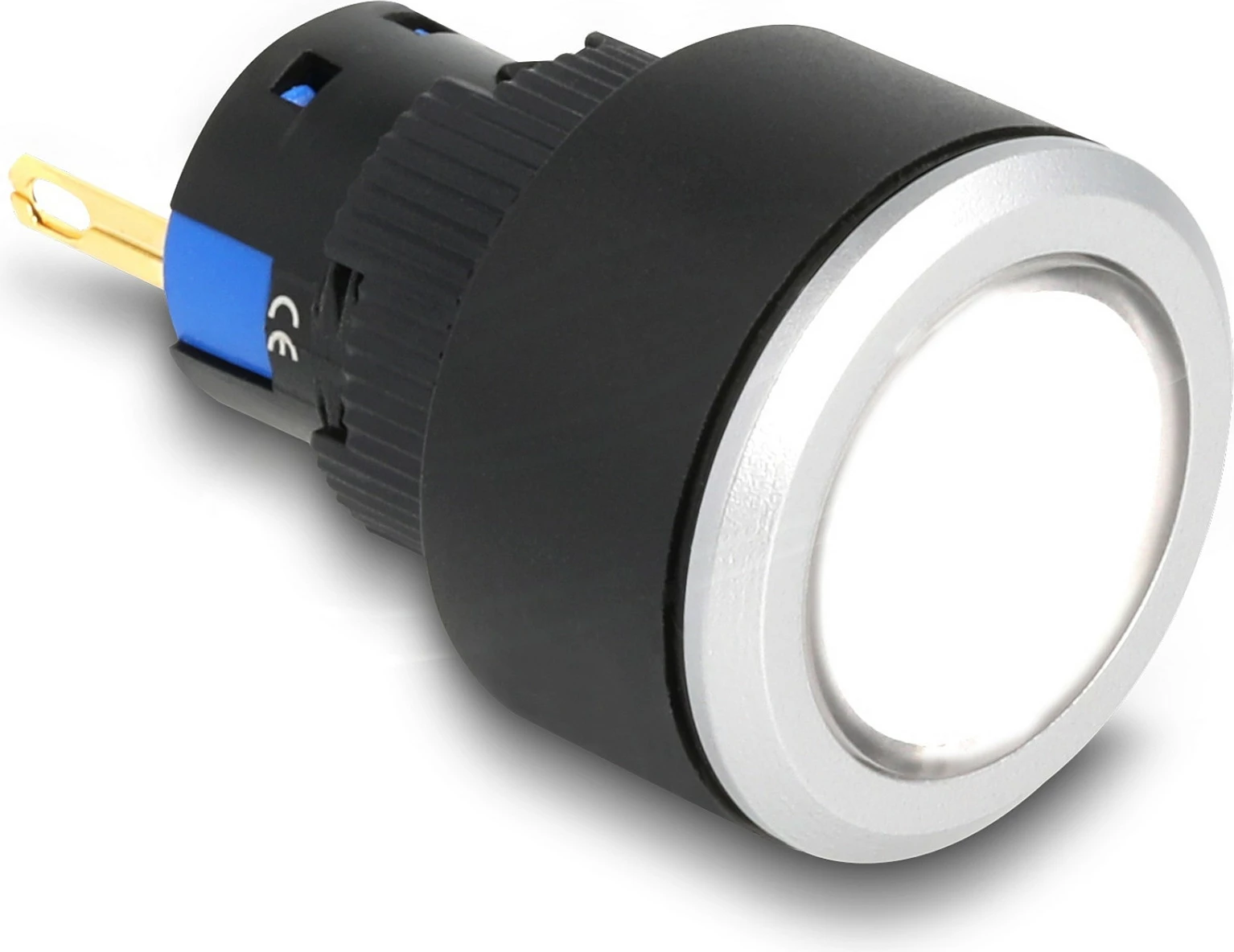 Dritë indikator LED industriale DeLOCK 22054, 250V, IP40/IP65, 25mm, e bardhë, e zezë/argjendtë