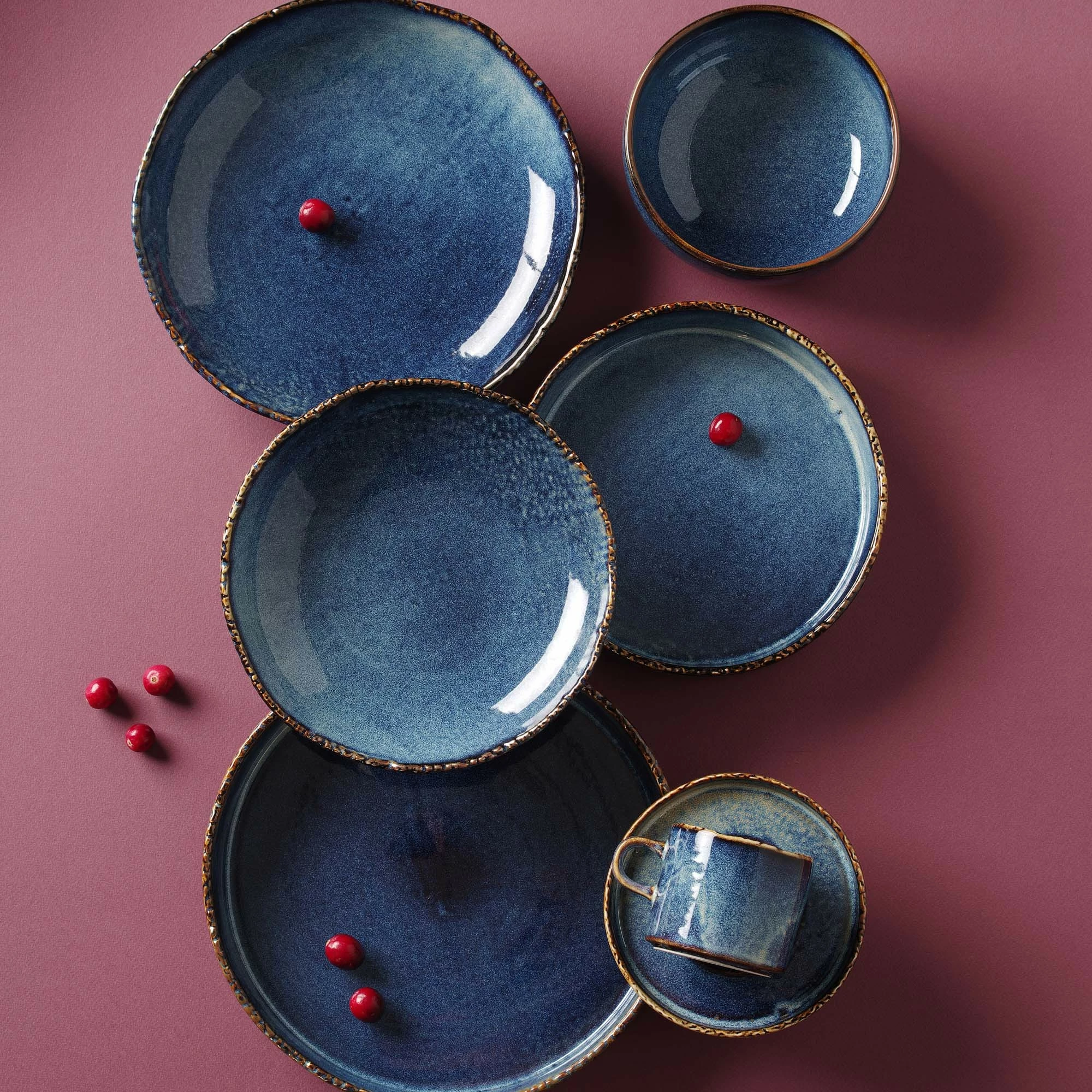 Pjatë prezantimi Fine Dine Eminence Ø220 mm, porcelan, blu, set 3 copë