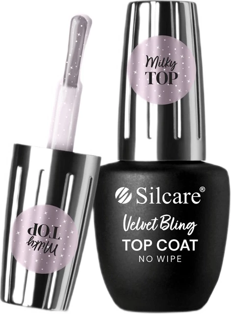 Top coat për thonj Silcare Velvet Bling No Wipe për femra 9ml