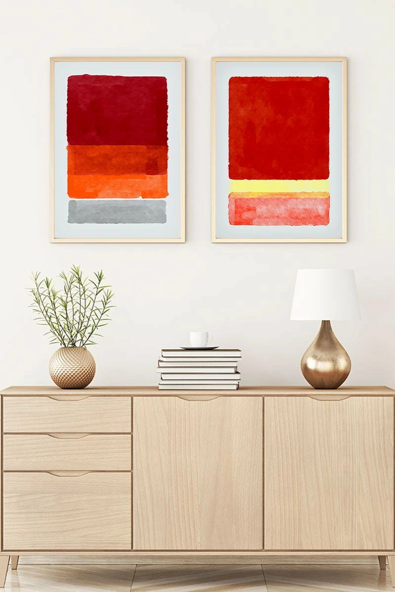 Piktura dekorative me kornizë MDF (2 copë), Wallity, Huhu93, 70x50cm