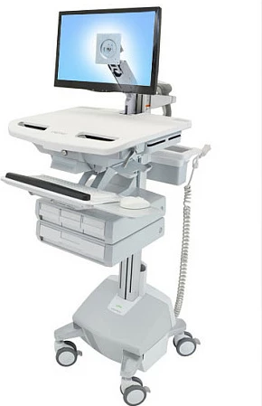 Karrocë kompjuteri Ergotron StyleView, montim monitori VESA, 24", 4 sirtarë, 15.9 kg, gri/bardhë