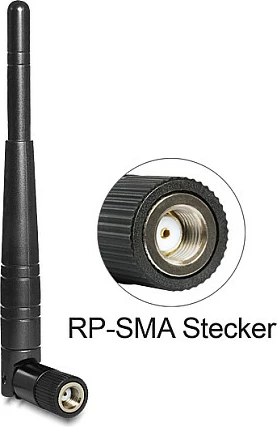 Antena Wi‑Fi DeLOCK 88461, 3 dBi, RP-SMA, Dual Band 2.4/5 GHz, e zezë